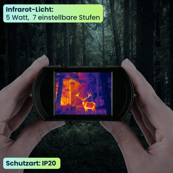 Profi 4K Nachtsichtkamera Binokular: 500m IR-Digitalkamera für Jagd, Camping & Security. 4K-Foto, 8x Zoom, USB-C Akku & inkl. Tasche 