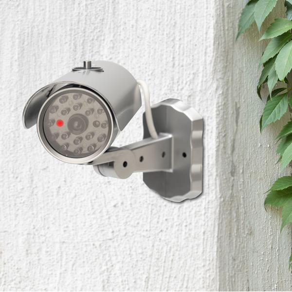 4er Set Überwachungskamera Attrappe mit Bewegungssensor und rotem Blinklicht, Batteriebetrieb, Sicherheits-Dummy Kamera in realistischem Design