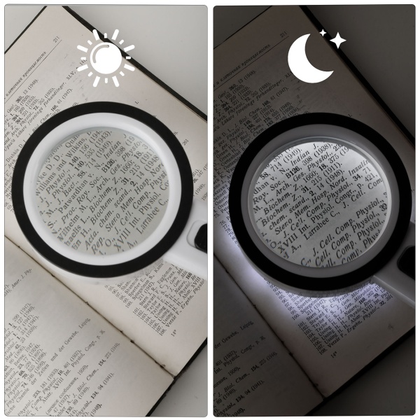 2er-Set LED Handlupe mit Beleuchtung, 5-fache Vergrösserung, 80mm Glas-Linse, 12 helle LEDs, Ergonomischer Griff mit Schalter, Leselupe für Senioren