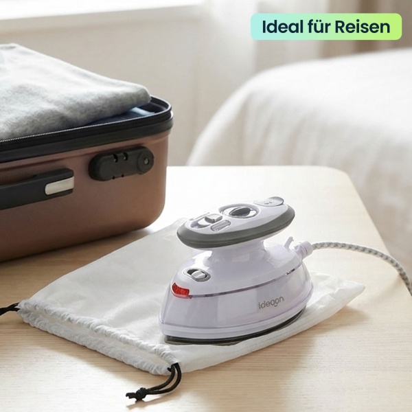 Leichtes Reise-Dampfbügeleisen: Mini-Bügeleisen mit 110/230V umschaltbar, 3 Stufen, Antihaft-Sohle & Tasche, ideal für Urlaub & Dienstreise