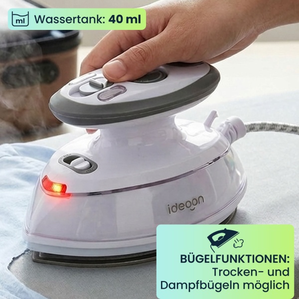 Leichtes Reise-Dampfbügeleisen: Mini-Bügeleisen mit 110/230V umschaltbar, 3 Stufen, Antihaft-Sohle & Tasche, ideal für Urlaub & Dienstreise