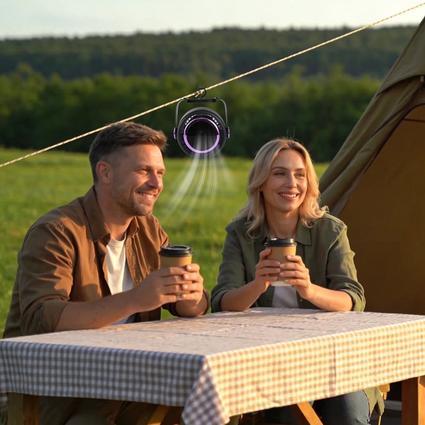 2er-Set Akku Ventilator mit Digitalanzeige: Tischventilator, 5 Stufen, USB-C, tragbares Gebläse mit Haken - ideal für Büro, Camping & Reisen