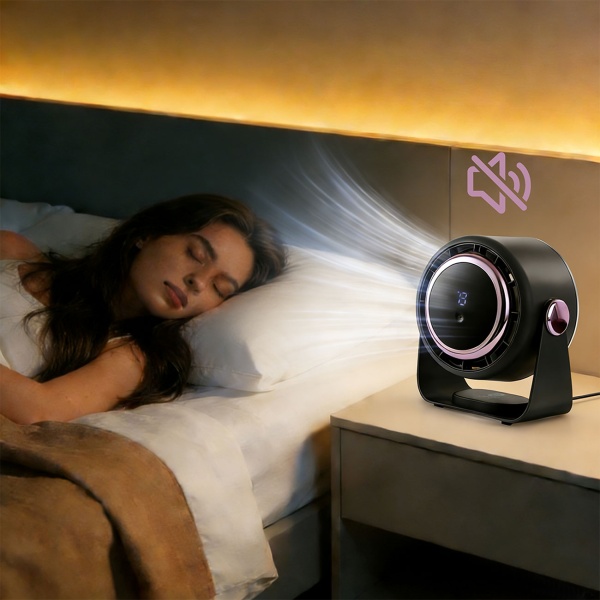 2er-Set Akku Ventilator mit Digitalanzeige: Tischventilator, 5 Stufen, USB-C, tragbares Gebläse mit Haken - ideal für Büro, Camping & Reisen