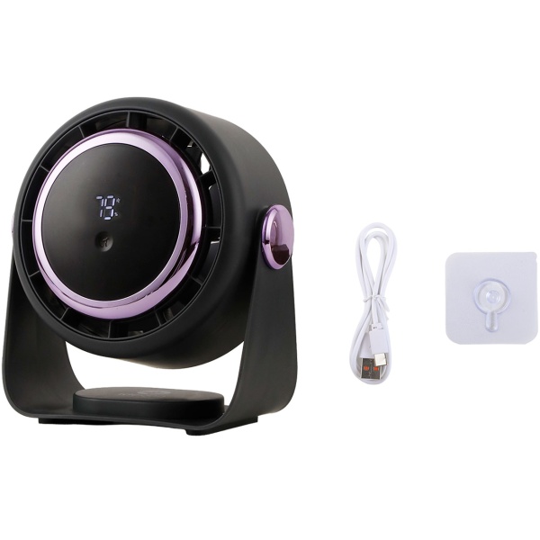 2er-Set Akku Ventilator mit Digitalanzeige: Tischventilator, 5 Stufen, USB-C, tragbares Gebläse mit Haken - ideal für Büro, Camping & Reisen