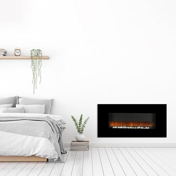 Luxuriöse Wandheizung 2000W – Eleganter elektrischer Kaminofen für Wohnzimmer & Schlafzimmer mit realistischem LED-Flammeneffekt, Thermostat & Timer