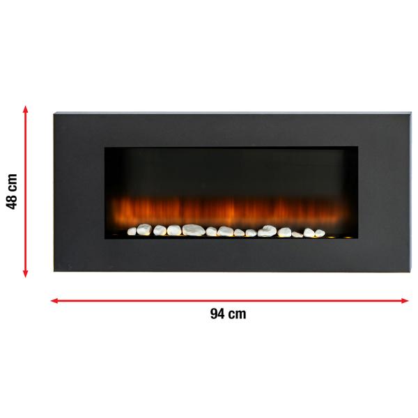 Luxuriöse Wandheizung 2000W – Eleganter elektrischer Kaminofen für Wohnzimmer & Schlafzimmer mit realistischem LED-Flammeneffekt, Thermostat & Timer