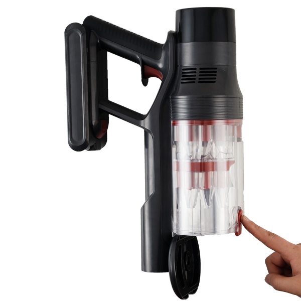 Zyklon Akku Staubsauger 27 kPa, 430W kabelloser Handstaubsauger mit HEPA Filter, LED Beleuchtung, Teleskoprohr und 4 Saugstufen, 0,7L Staubbehälter