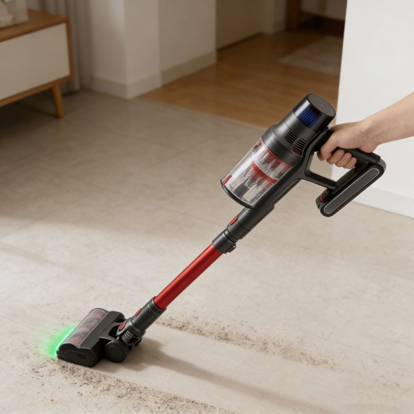 Zyklon Akku Staubsauger 27 kPa, 430W kabelloser Handstaubsauger mit HEPA Filter, LED Beleuchtung, Teleskoprohr und 4 Saugstufen, 0,7L Staubbehälter