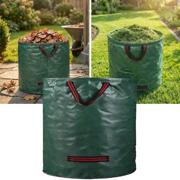 XL Garten Abfallsack, 272  Liter, Ø 67 x 76 cm - stabile Grünschnittsäcke mit Doppelboden, faltbar, ideal für Grünschnitt, 150gsm Polypropylen