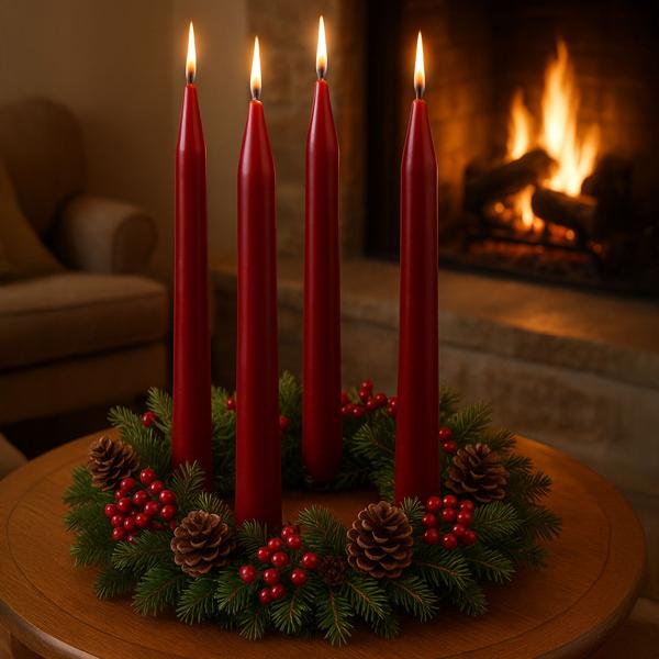 Spitzkerzen 10er Set Bordeaux – Stilvolle Tafelkerzen – Hohe Qualität, lange Brenndauer für festliche Anlässe, Adventskranz & Deko
