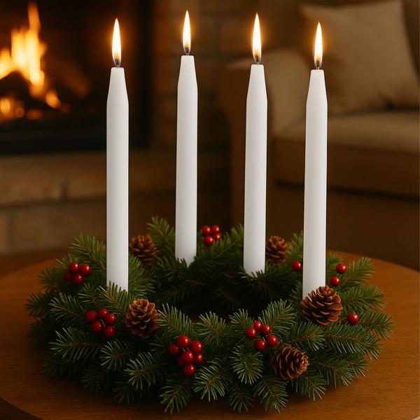 Spitzkerzen 10er Set Weiss – Stilvolle Tafelkerzen – Hohe Qualität, lange Brenndauer für festliche Anlässe, Adventskranz & Deko