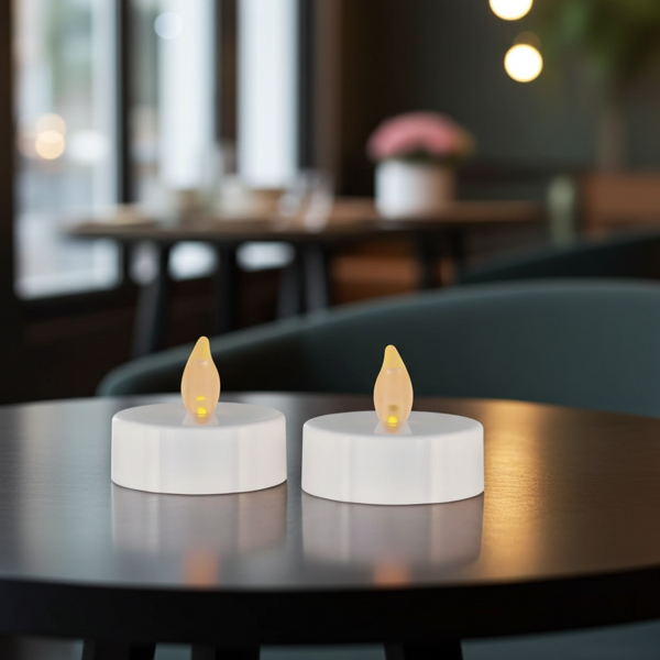 XL LED Teelichter mit Timer im 2er-Set, realistischer Flackereffekt in warmweiss - sicheres Flackerlicht (Ø 5,8cm) für stimmungsvolle Deko drinnen & draussen.