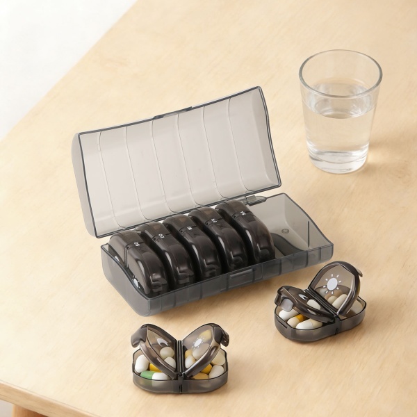 2er Set Medikamentenbox 7 Tage - Pillendose 7 Tage 2 Fächer Morgens Abends - Tablettenbox für eine Woche - Wochendosierer Medikamente - LFGB geprüft