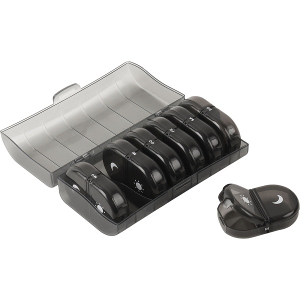 2er Set Medikamentenbox 7 Tage - Pillendose 7 Tage 2 Fächer Morgens Abends - Tablettenbox für eine Woche - Wochendosierer Medikamente - LFGB geprüft