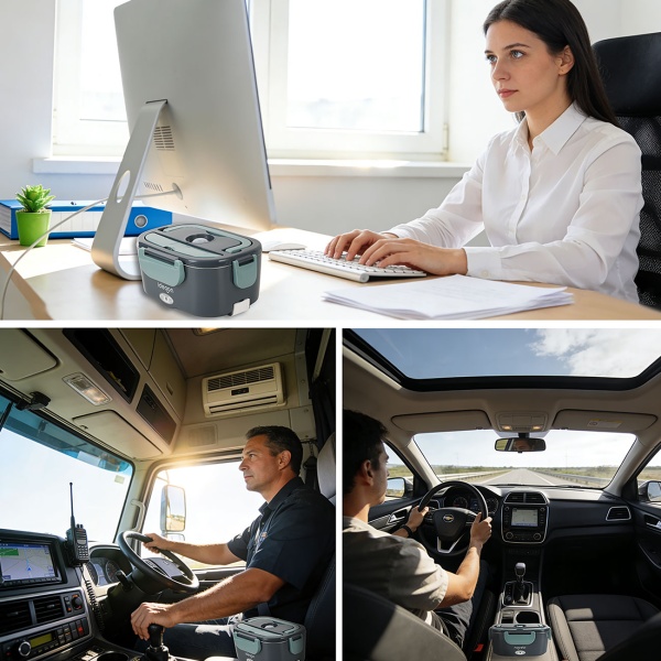 2er-Set Elektrische Lunchbox 60W – 1,5L Edelstahl Speisenwärmer (12V/24V) & Steckdose – Inkl. Isoliertasche, Edelstahl-Besteck & 375ml Zusatzdose