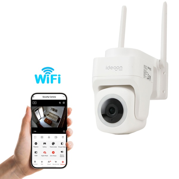 2er-Set Outdoor Überwachungskamera 2K WLAN IP65 Wetterfest: 355 Grad Aussen-Kamera mit Personenerkennung, App, Nachtsicht & Intercom-System