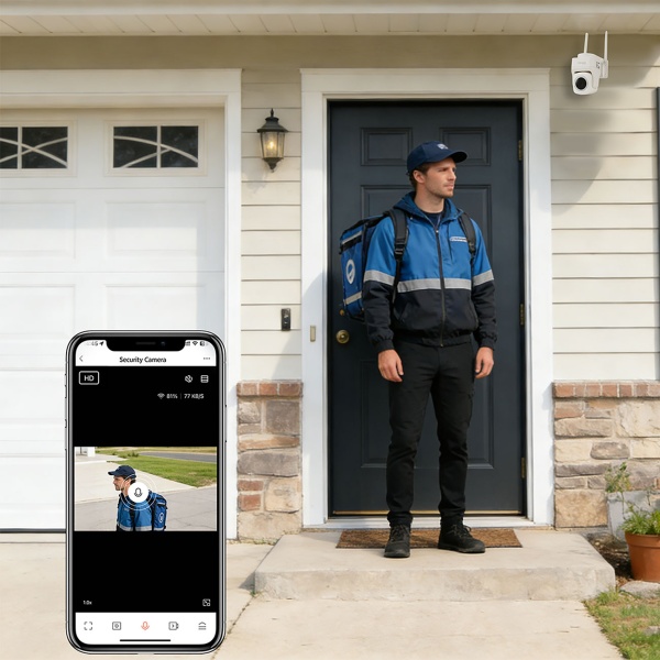 2er-Set Outdoor Überwachungskamera 2K WLAN IP65 Wetterfest: 355 Grad Aussen-Kamera mit Personenerkennung, App, Nachtsicht & Intercom-System
