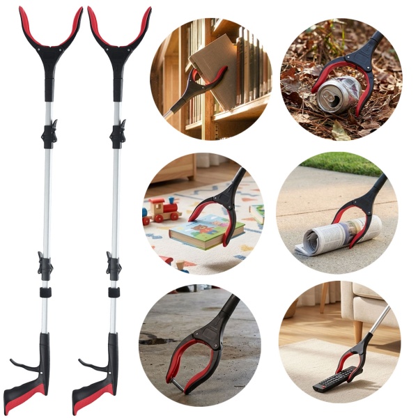 2er-Set Faltbare Greifzange 92cm aus leichtem Aluminium mit starker Magnetspitze & Antirutsch-Griff – Für Senioren, fürs Bücken, Aufheben, den Garten & mehr