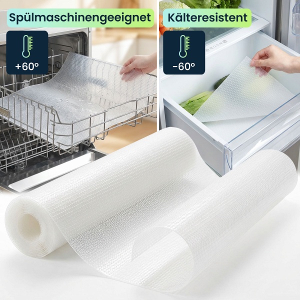 8er Set Antirutschmatte Schublade 50x150cm – Vielseitige Einlegematten für Kühlschrank, Wohnmobil & Küche – Zuschneidbar, BPA-frei, Rutschstopp