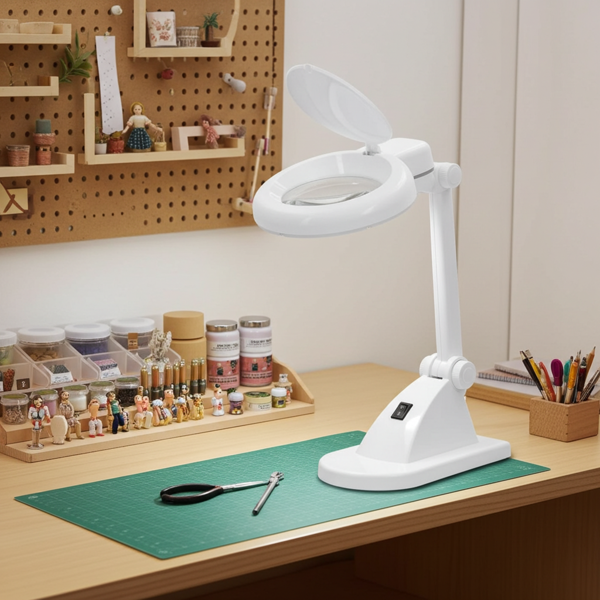 LED-Lupenleuchte, 1,75x Vergrösserung, 6W, 400 Lumen, Linse mit Ø90 mm  - Präzise Arbeitsleuchte für Handarbeit, Kosmetik, Basteln, Reparaturen