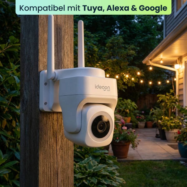 4er-Set Outdoor Überwachungskamera 2K WLAN IP65 Wetterfest: 355 Grad Aussen-Kamera mit Personenerkennung, App, Nachtsicht & Intercom-System