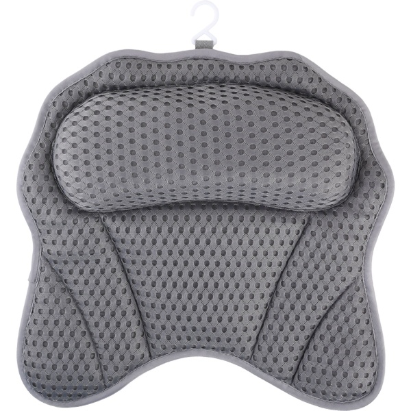 2er-Set Ergonomisches Badewannenkissen: Luxus Nackenkissen mit 6 Saugnäpfen, 4D Struktur, dunkelgrau – Bequeme Kopfstütze für Wanne und Spa