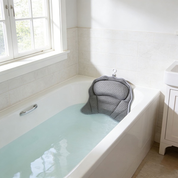 2er-Set Ergonomisches Badewannenkissen: Luxus Nackenkissen mit 6 Saugnäpfen, 4D Struktur, dunkelgrau – Bequeme Kopfstütze für Wanne und Spa