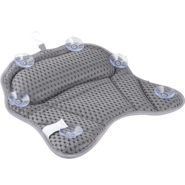 2er-Set Ergonomisches Badewannenkissen: Luxus Nackenkissen mit 6 Saugnäpfen, 4D Struktur, dunkelgrau – Bequeme Kopfstütze für Wanne und Spa
