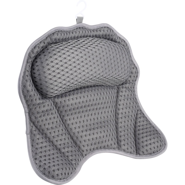 2er-Set Ergonomisches Badewannenkissen: Luxus Nackenkissen mit 6 Saugnäpfen, 4D Struktur, dunkelgrau – Bequeme Kopfstütze für Wanne und Spa