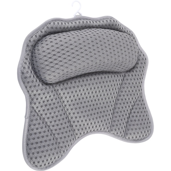 2er-Set Ergonomisches Badewannenkissen: Luxus Nackenkissen mit 6 Saugnäpfen, 4D Struktur, dunkelgrau – Bequeme Kopfstütze für Wanne und Spa