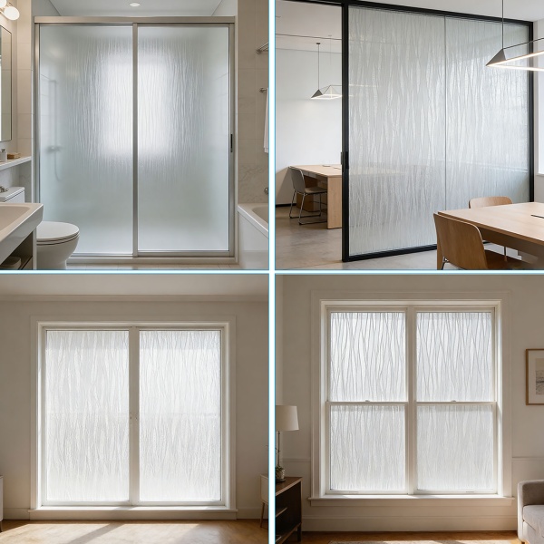 2er-Set 3D Sichtschutzfolie Wellendesign für Fenster 45x200 cm - Statisch haftende Blickschutzfolie mit UV-Schutz  - Wiederverwendbare Dekofolie