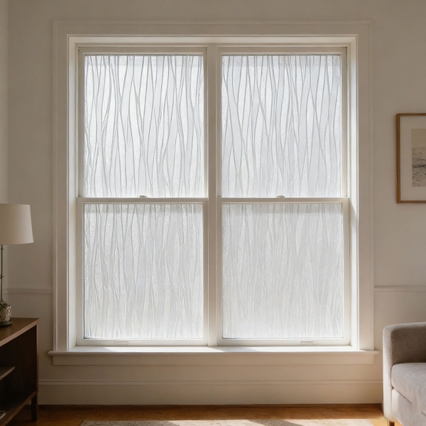 2er-Set 3D Sichtschutzfolie Wellendesign für Fenster 45x200 cm - Statisch haftende Blickschutzfolie mit UV-Schutz  - Wiederverwendbare Dekofolie