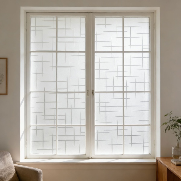 2er-Set 3D Sichtschutzfolie Kreuzdesign für Fenster 45x200 cm - Statisch haftende Blickschutzfolie mit UV-Schutz  - Wiederverwendbare Dekofolie