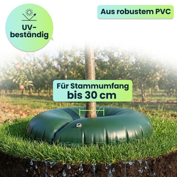 2er-Set Baumbewässerungsring je 55L für Sträucher & Bäume – Bewässerungsbeutel aus robustem PVC – UV-beständig – Stammumfang bis 30 cm-Tröpfchensystem