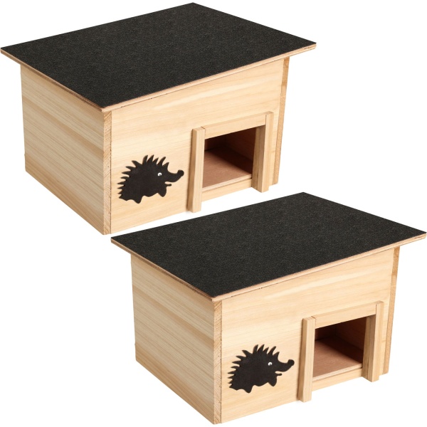 2er-Set Premium Igelhaus Bausatz aus Holz mit sicherem Labyrintheingang und abnehmbarem Dach - Wetterfestes Winterquartier für draussen zum Basteln
