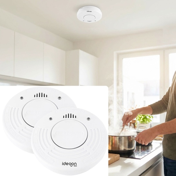 2er-Set Premium Rauchmelder mit 10 Jahren Batterielebensdauer - Zertifiziert nach DIN EN 14604 mit extra lautem 85dB Alarmsignal und Lithium Batterie