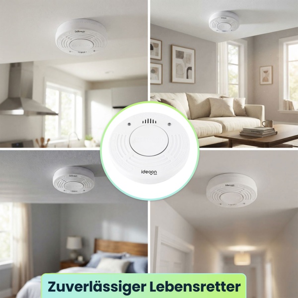 2er-Set Premium Rauchmelder mit 10 Jahren Batterielebensdauer - Zertifiziert nach DIN EN 14604 mit extra lautem 85dB Alarmsignal und Lithium Batterie