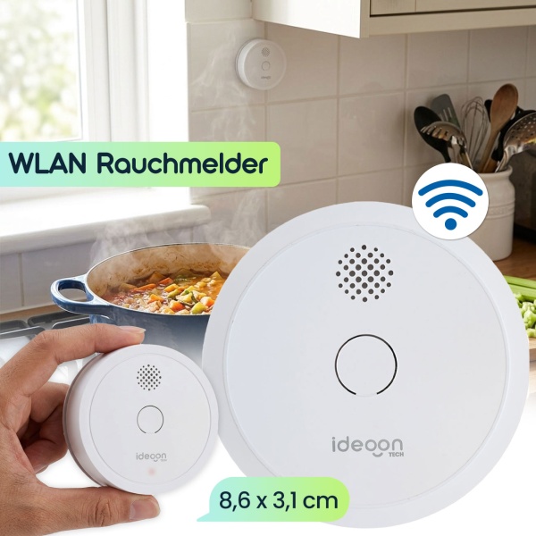 4er Set WLAN Rauchmelder mit App-Benachrichtigung – Smart vernetzter Feuermelder nach EN 14604 mit 85dB Alarm & 5 Jahren CR123A Batterielebensdauer