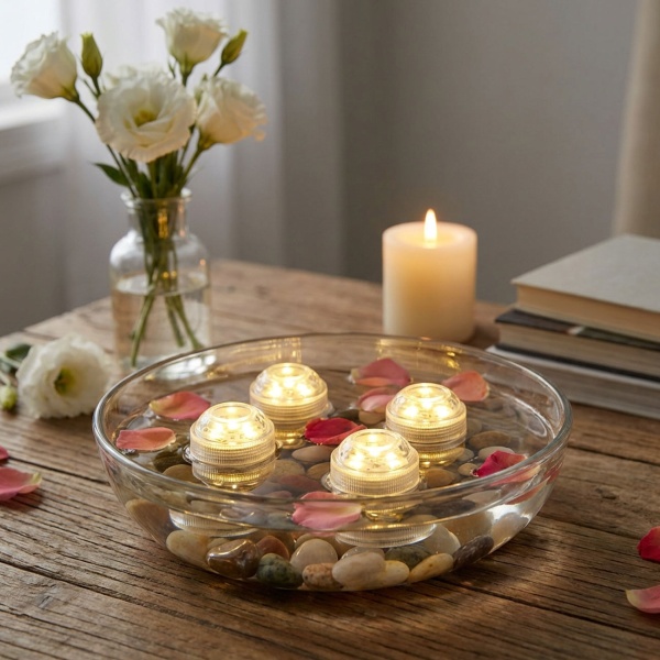 16er-Set LED-Teelichter warmweiss, IP68 wasserdicht für Pool, Badewanne, Dekoschale, Unterwasser-Licht, Garten-Deko - tauchbar & stimmungsvoll