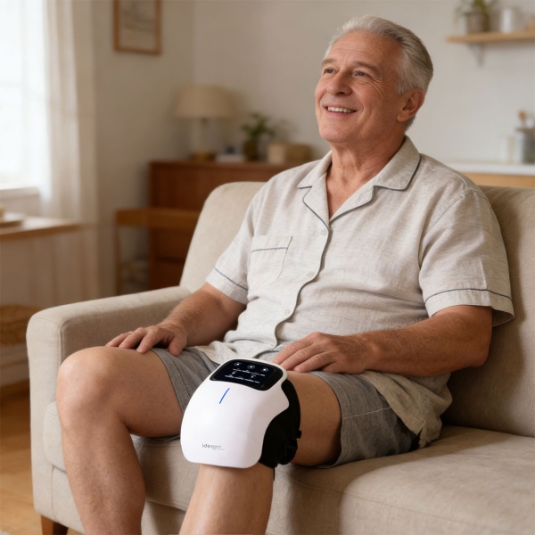 Wellness Akku-Knie-Massagegerät mit Infrarot-Wärme, Kaltlaser & Vibration – Entspannend, wohltuend & kabellos mit modernem LED-Touch-Display
