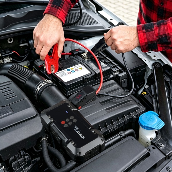 Leistungsstarke 2in1 Kfz-Starthilfe und Kompressor – Zuverlässige 18.000mAh Powerbank mit integrierter 150 PSI Luftpumpe, LCD Display