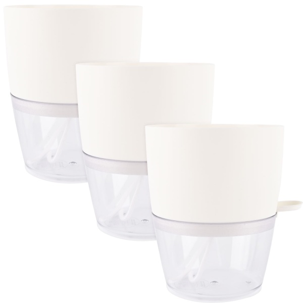 6er-Set Blumentopf selbstbewässernd 18.5cm aus Kunststoff: modernes Pflanzgefäss mit Bewässerungssystem - Wasserspeicher & Docht für Zimmerpflanzen