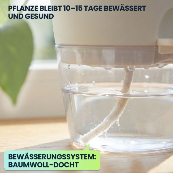 3er-Set Blumentopf selbstbewässernd 18.5cm aus Kunststoff: modernes Pflanzgefäss mit Bewässerungssystem - Wasserspeicher & Docht für Zimmerpflanzen