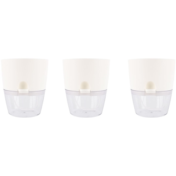 6er-Set Blumentopf selbstbewässernd 18.5cm aus Kunststoff: modernes Pflanzgefäss mit Bewässerungssystem - Wasserspeicher & Docht für Zimmerpflanzen