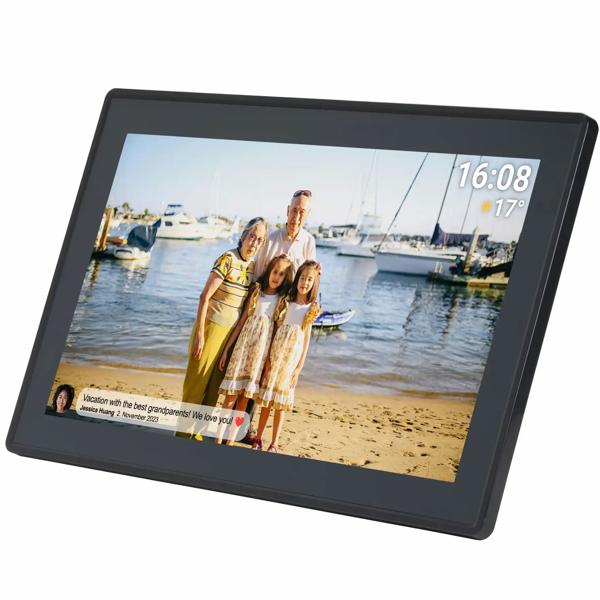 15,6 Zoll Wi-Fi Digitaler Bilderrahmen mit Frameo App-Steuerung: Full-HD IPS Touchscreen, 16 GB Speicher – Fotos & Videos teilen jederzeit & überall