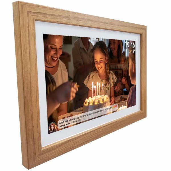 15,6 Zoll Wi-Fi Digitaler Bilderrahmen Hellholz: Frameo App-Steuerung, Full-HD IPS Touchscreen, 16GB Speicher – Erinnerungen teilen jederzeit, überall