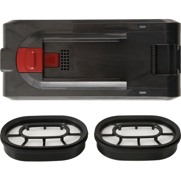 Ersatzakku & 2er-Set Ersatzfilter für Zyklon Staubsauger CH11953, 29,5 V / 2200 mAh