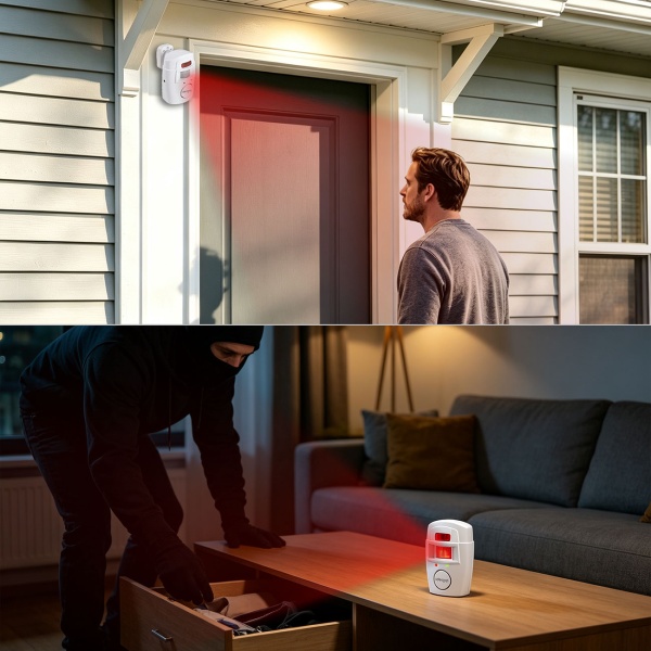 Zuverlässige PIR Alarmanlage mit 2 Fernbedienungen – Lauter 105 dB Hausalarm & Einbruchschutz für Garage, Büro & Zimmer - Einfache Montage