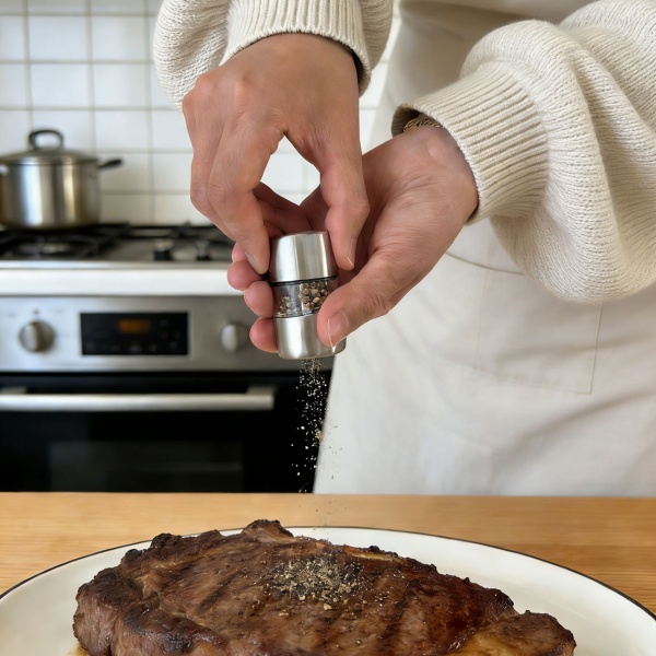 4er-Set Mini Salz- Pfeffermühle Set aus Edelstahl mit Keramikmahlwerk - Gewürzmühle für Salz Pfeffer Kräuter - Acrylglas Sichtfenster - Silber