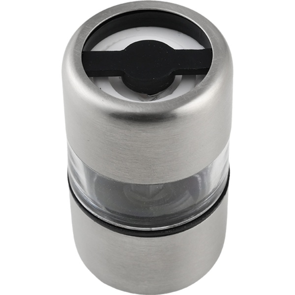 4er-Set Mini Salz- Pfeffermühle Set aus Edelstahl mit Keramikmahlwerk - Gewürzmühle für Salz Pfeffer Kräuter - Acrylglas Sichtfenster - Silber